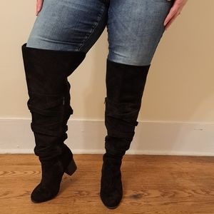 Torrid Black Faux Suede Over The Knee Boots